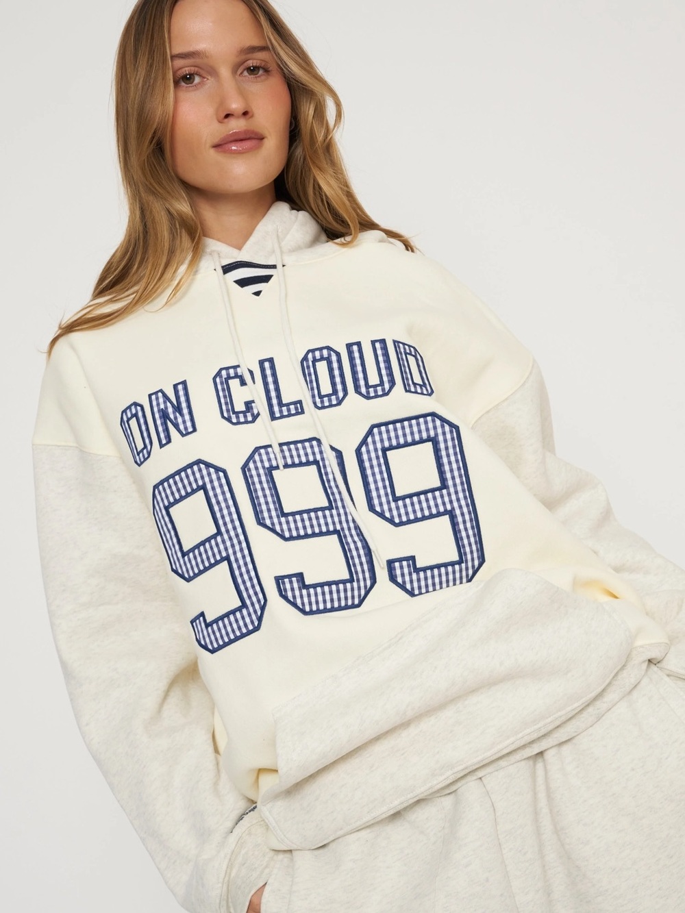 The Mayfair Group On Cloud 999 Gingham Oversized Hoodie XS